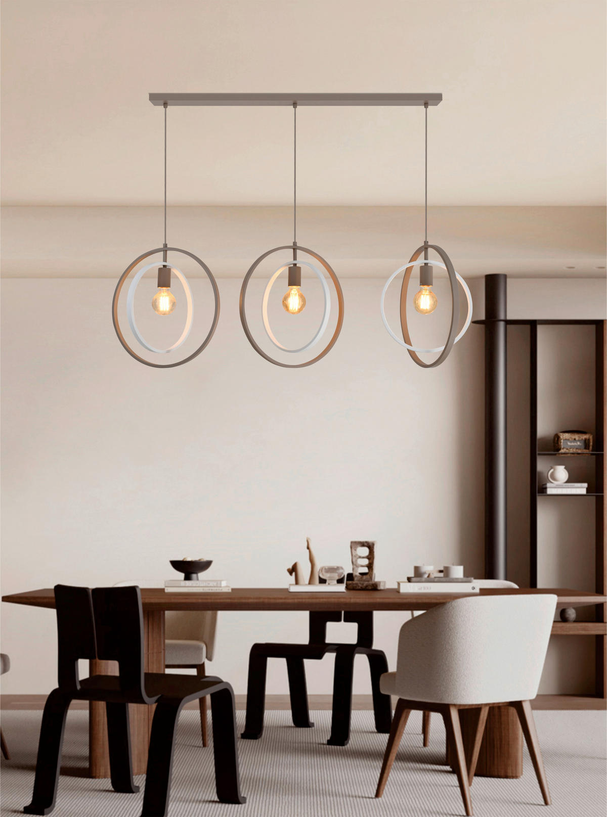 HÄNGELEUCHTE Montpellier 130/150/40 cm  - Sandfarben/Weiß, Design, Kunststoff/Metall (130/150/40cm)