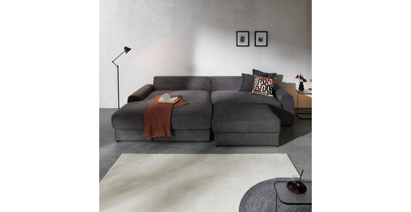 ECKSOFA Dunkelgrau Cord - Dunkelgrau/Schwarz, MODERN, Kunststoff/Textil (180/300cm) - Carryhome