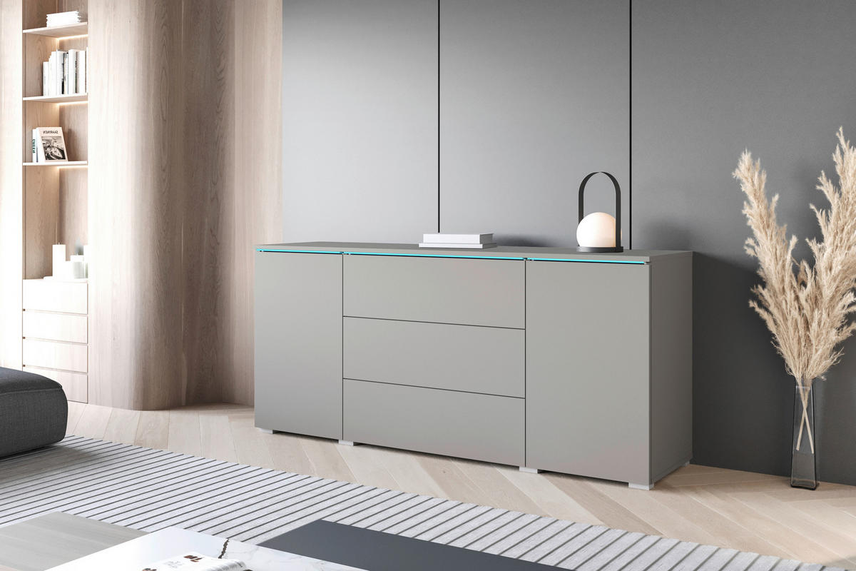 SIDEBOARD  - grå, Trend, trämaterial/plast (150/67,9/39,5cm)