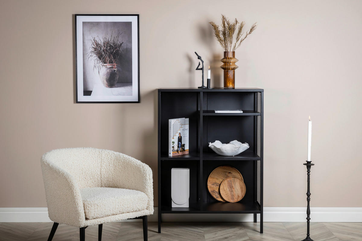 BÜCHERWAND Schwarz  - Schwarz, Design, Metall (80/110/40cm) - Livetastic