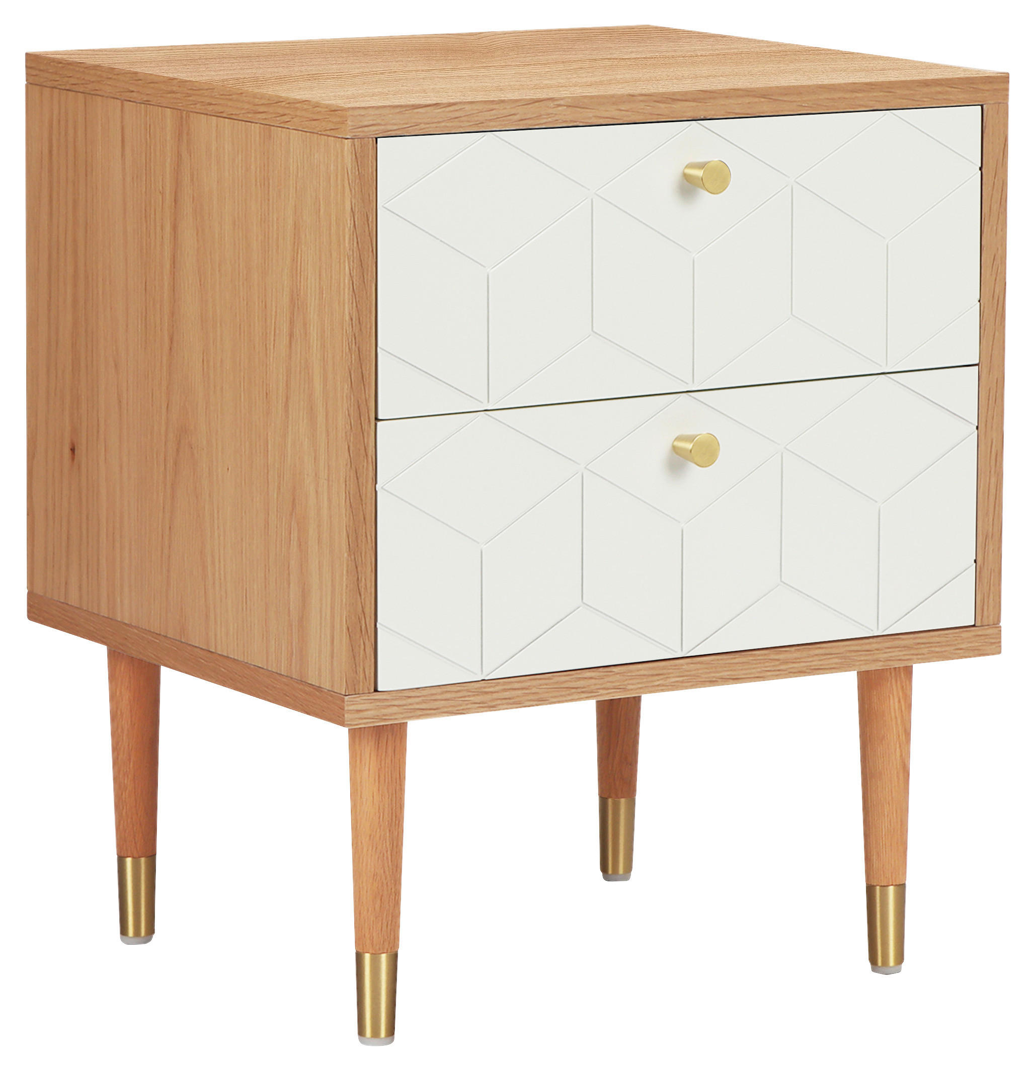 NACHTSCHRANK 45/55/40 cm Eiche massiv  - Eichefarben/Goldfarben, Design, Holz/Holzwerkstoff (45/55/40cm) - Boxxx