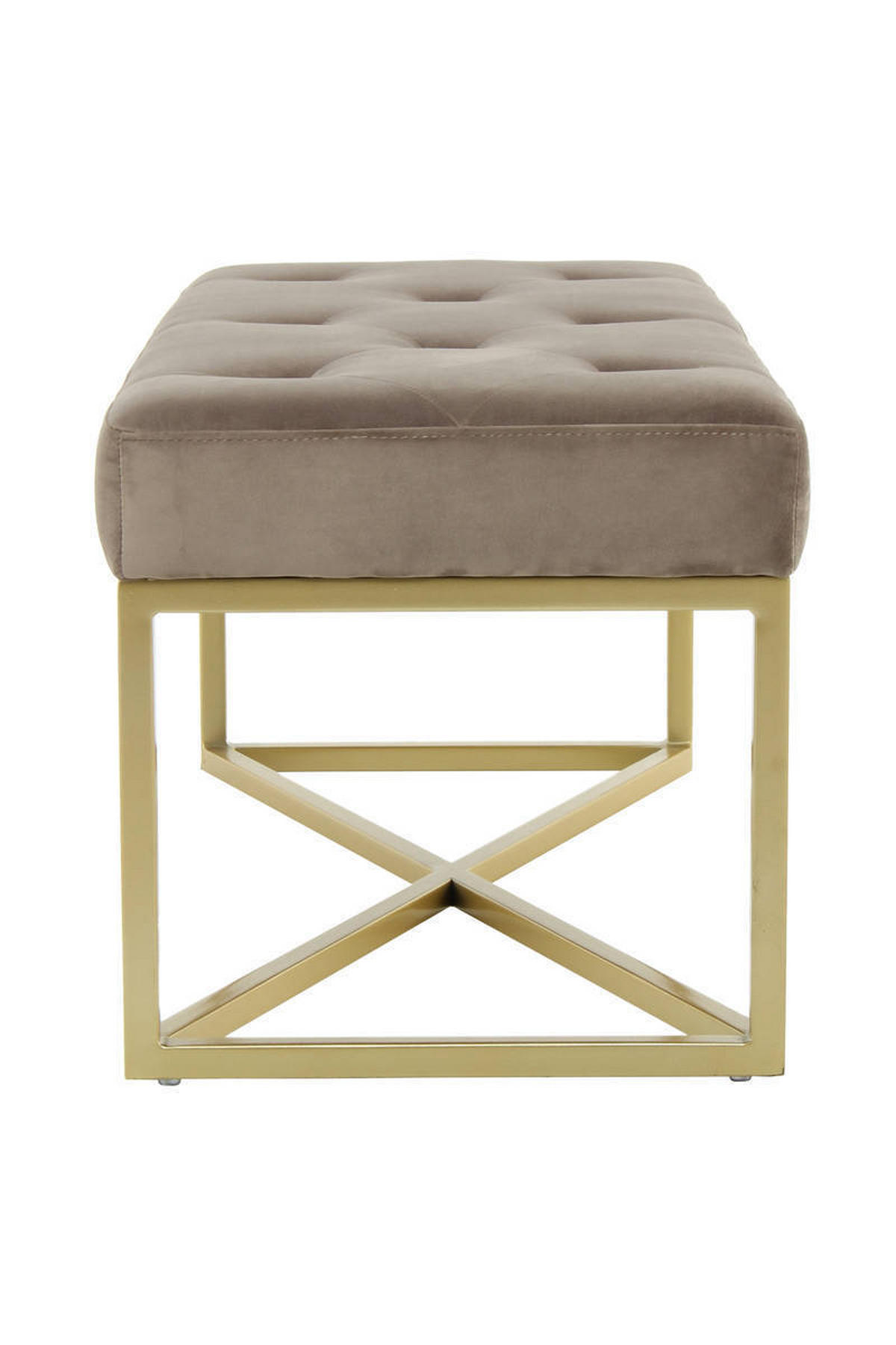 HOCKERBANK in Metall, Kunststoff, Textil, Holzwerkstoff Taupe, Goldfarben  - Taupe/Goldfarben, Basics, Holzwerkstoff/Kunststoff (90/40/40cm) - Kayoom