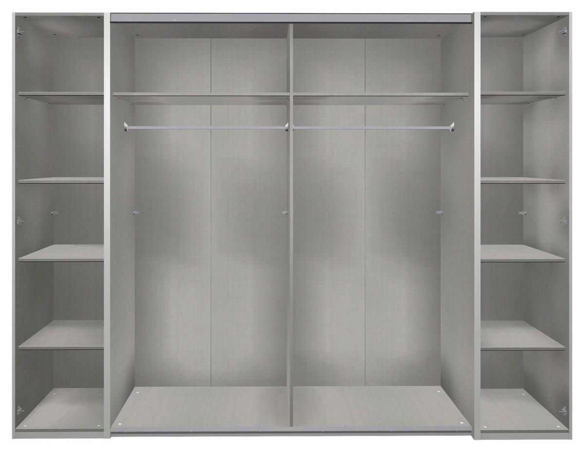 GARDEROB 272/210/65 cm 4-dörrar - mörkgrå/grafitfärgad, Basics, metall/trämaterial (272/210/65cm) - MID.YOU