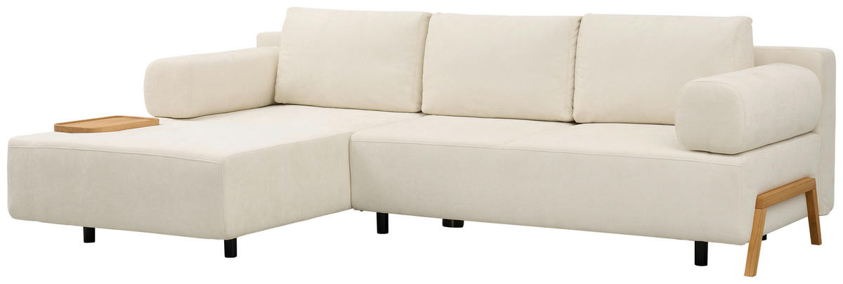 ECKSOFA Chenille Weiss  - Weiss/Eichefarben, Natur, Holz/Textil (180/287cm) - Niels Andersson