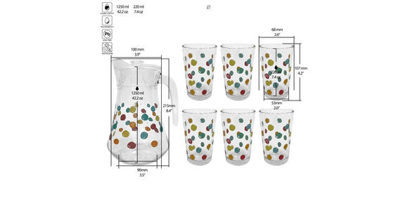 GLÄSERSET 7-teilig - Klar/Multicolor, Basics, Glas - Novel