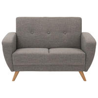 2-SITZER-SOFA in Flachgewebe Grau  - Naturfarben/Grau, Design, Holz/Textil (136/85/82cm) - Max Winzer