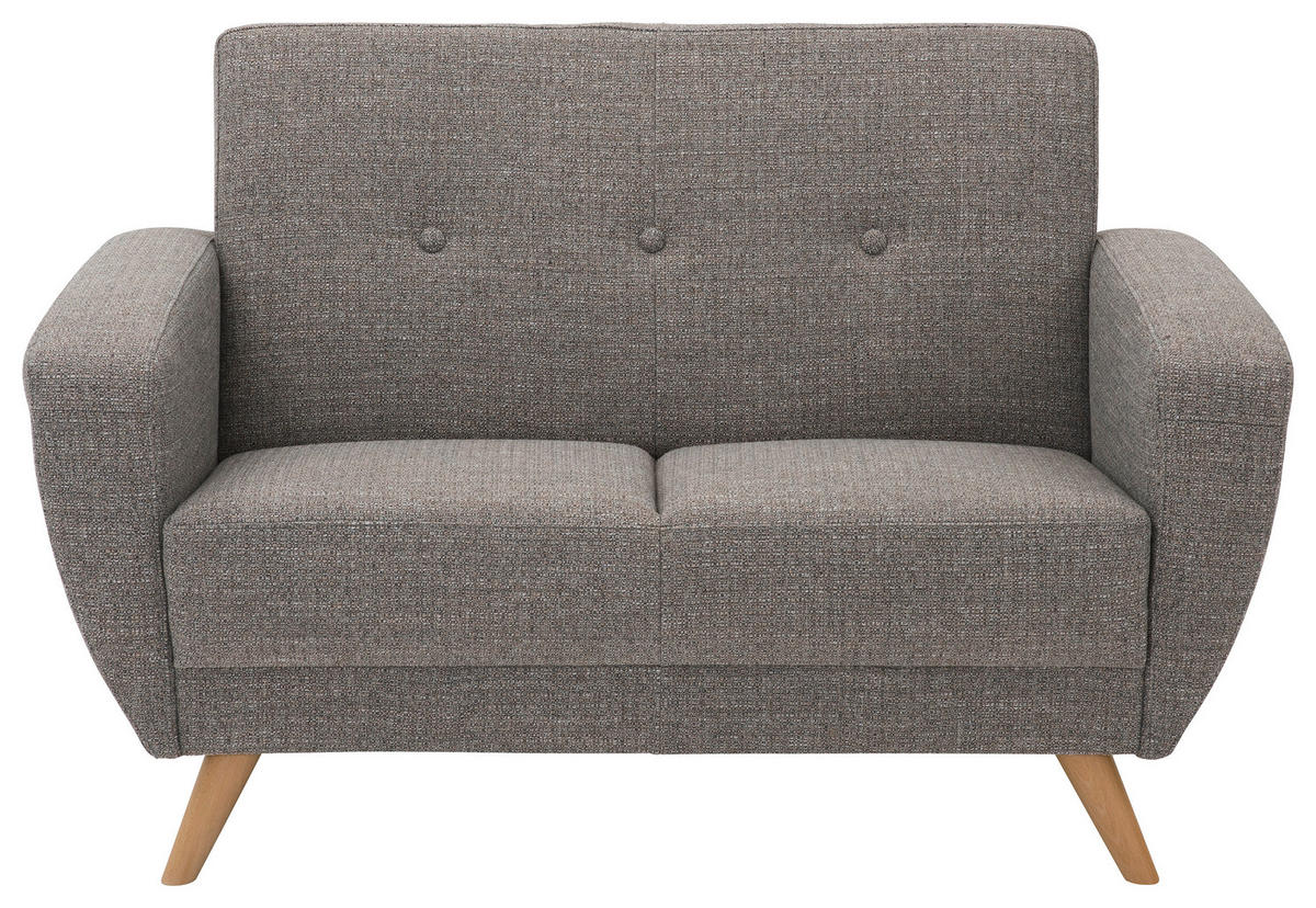 2-SITZER-SOFA in Flachgewebe Grau  - Naturfarben/Grau, Design, Holz/Textil (136/85/82cm) - Max Winzer