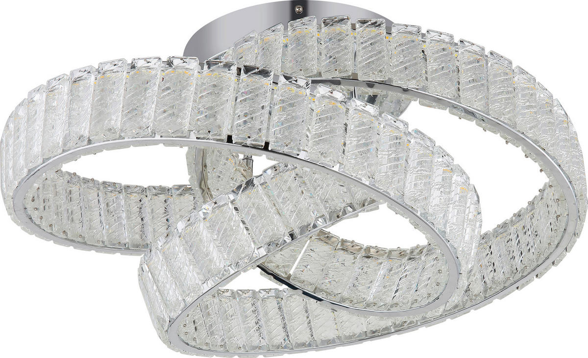 LED-DECKENLEUCHTE 60/26 cm   - Chromfarben, KONVENTIONELL, Glas/Metall (60/26cm) - Glandor