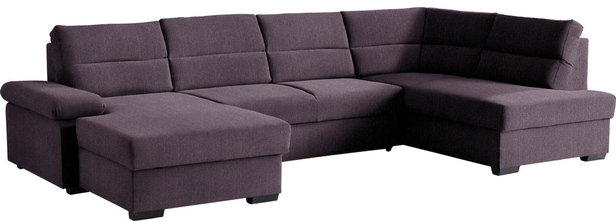 WOHNLANDSCHAFT in Webstoff Violett  - Dunkelbraun/Violett, Konventionell, Kunststoff/Textil (166/319/183cm) - Cantus