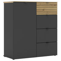KOMÓD 90/99/41 cm  - grafitszürke/fekete, Modern, faalapú anyag/fém (90/99/41cm) - Voleo