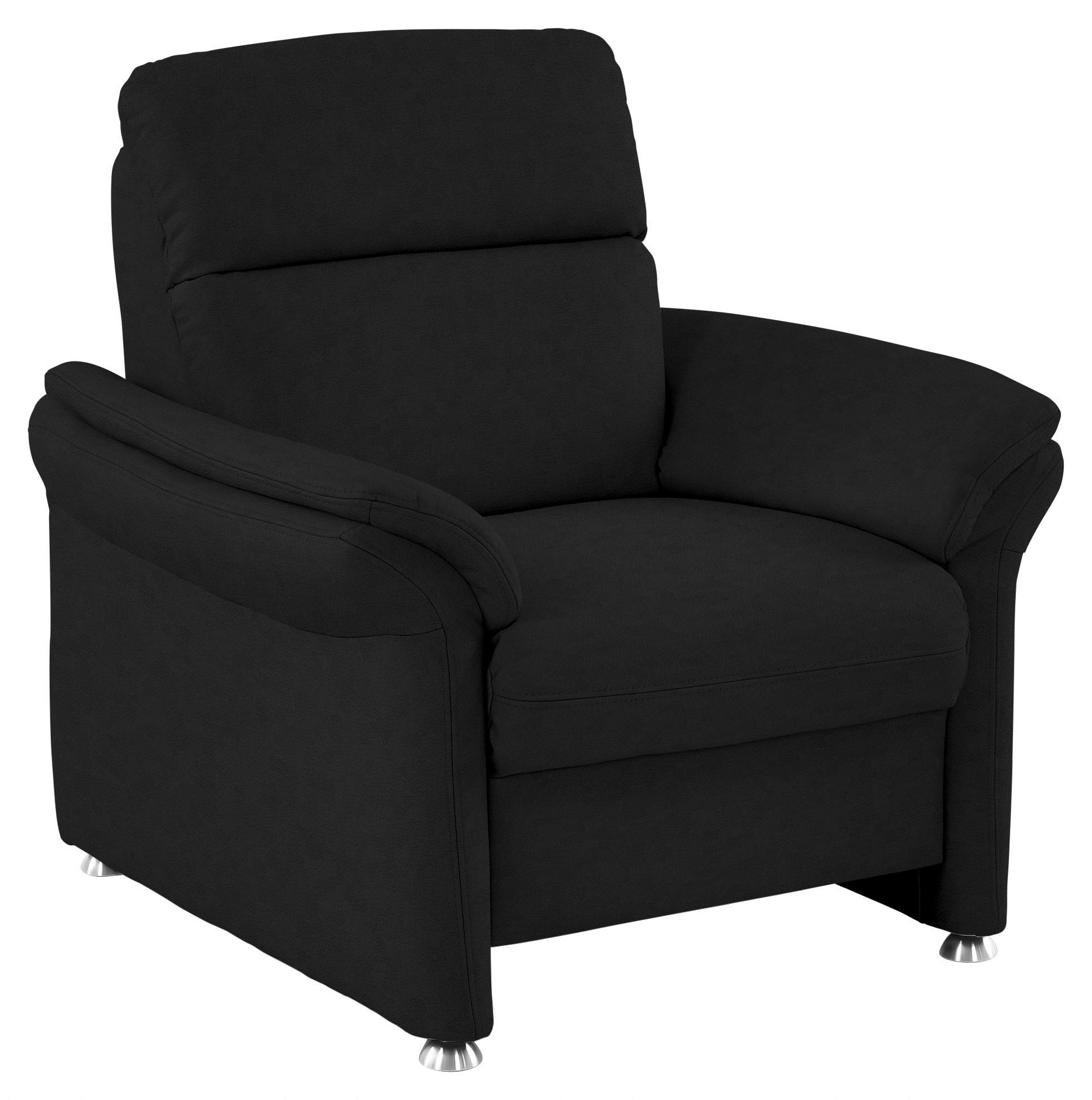 SESSEL in Echtleder Schwarz - Alufarben/Schwarz, Konventionell, Leder/Metall (98/96/92cm) - Beldomo Premium