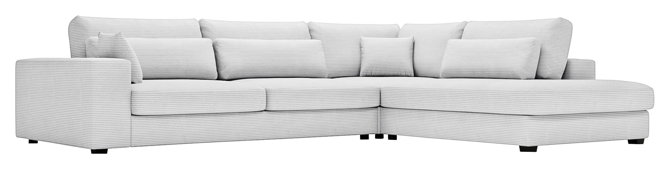 ECKSOFA Hellgrau Cord  - Hellgrau/Schwarz, KONVENTIONELL, Kunststoff/Textil (314/250cm) - Carryhome