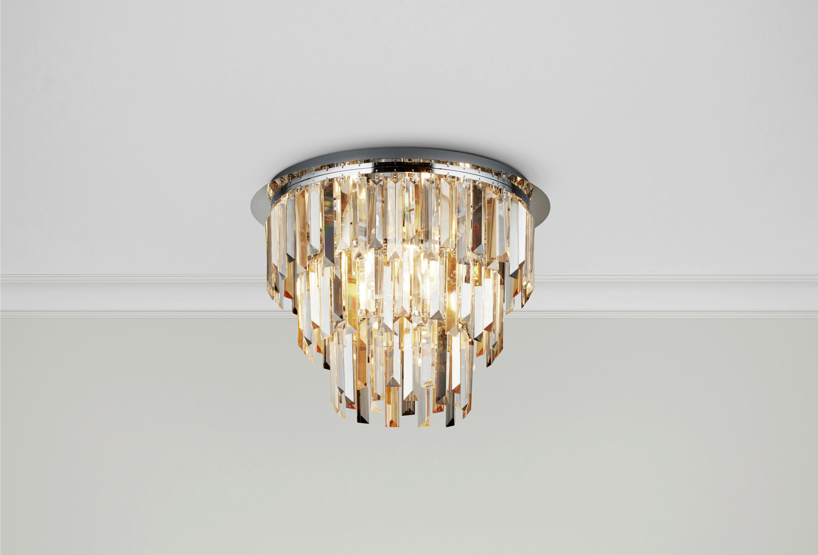 STROPNA SVETILKA Clarissa 45/34 cm   - barve kroma/barve šampanjca, Design, kovina/steklo (45/34cm)