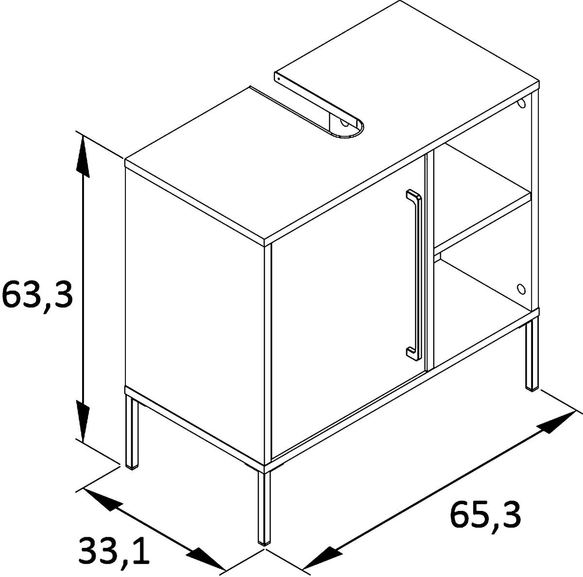 WASCHBECKENUNTERSCHRANK 65,3/63,3/33,1 cm  - Goldfarben/Dunkelblau, MODERN, Holzwerkstoff/Metall (65,3/63,3/33,1cm) - Stylife