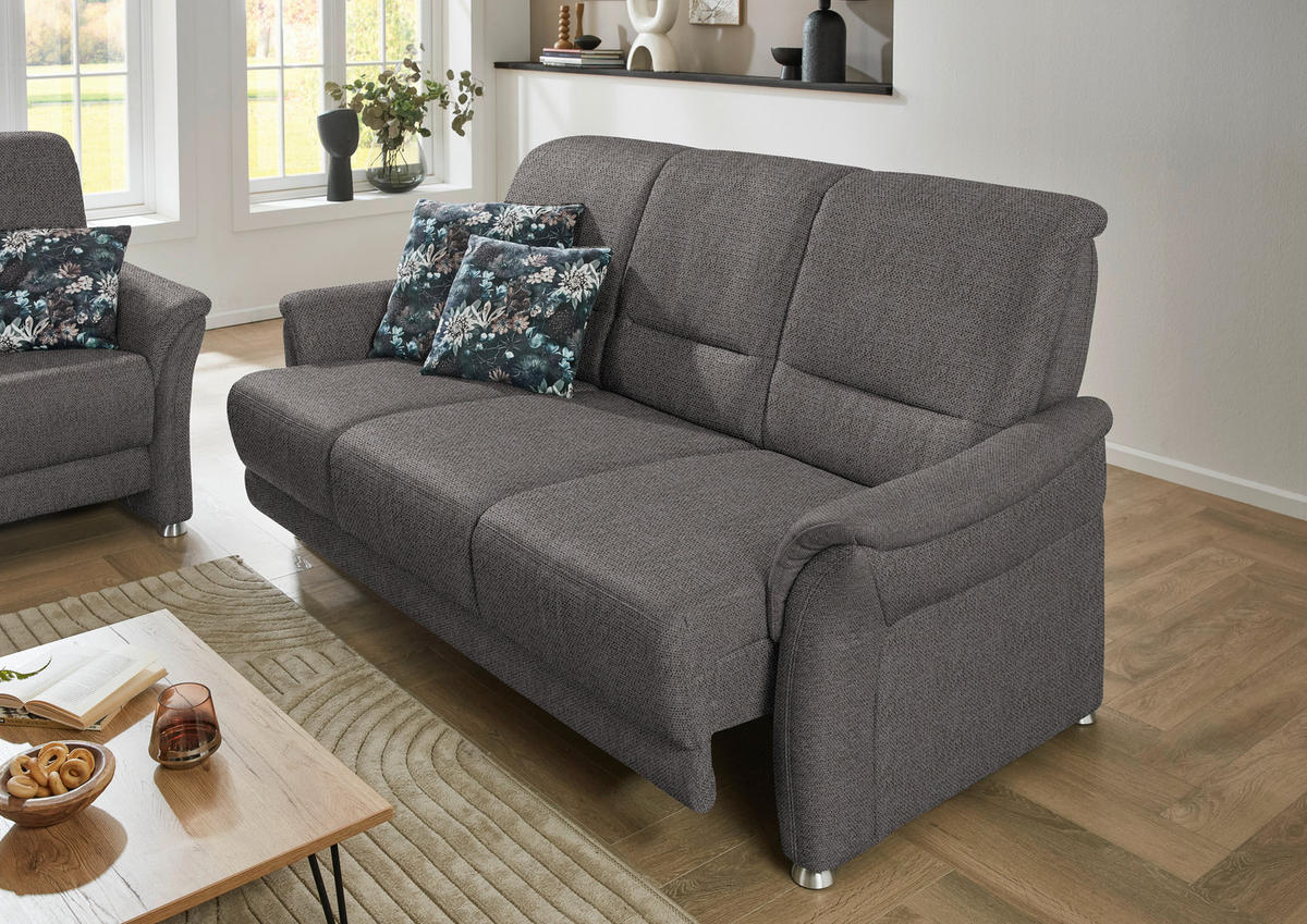 3-SITZER-SOFA  in Flachgewebe Dunkelbraun  - Dunkelbraun/Alufarben, KONVENTIONELL, Textil/Metall (198/96/93cm) - Beldomo Premium