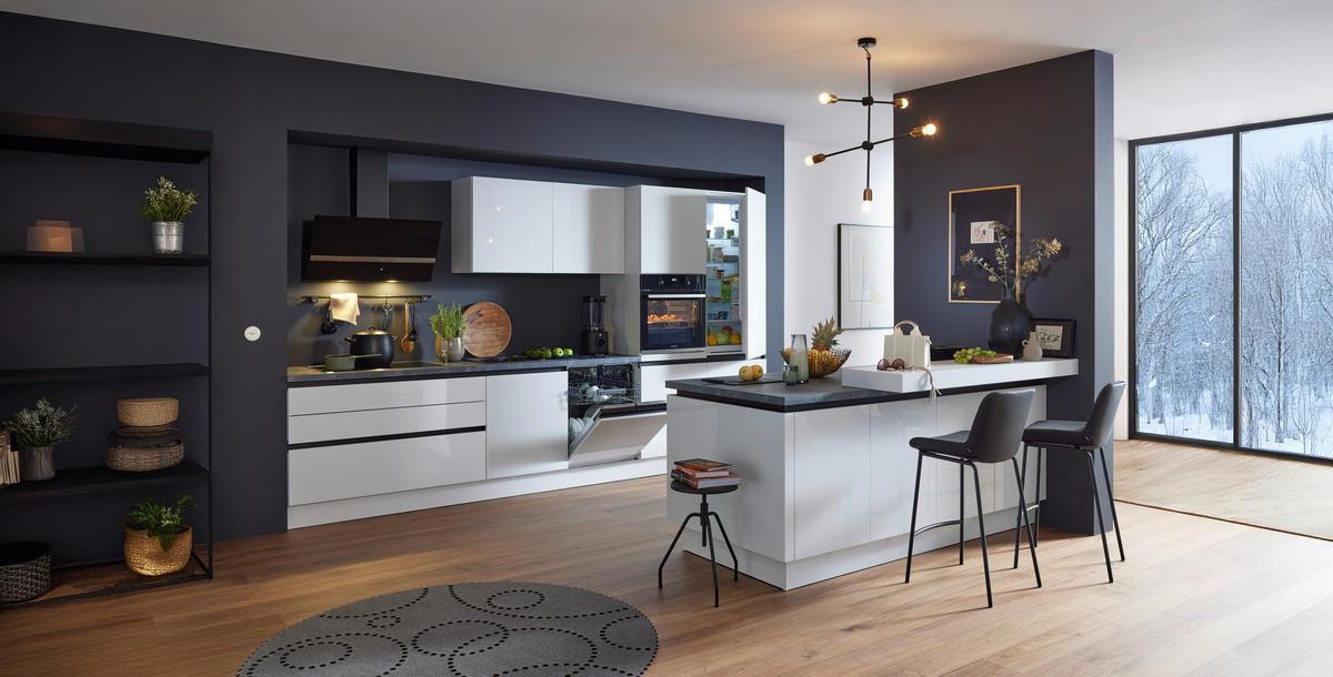 EINBAUKÜCHE ULTRA GLISS  - Weiß, Design, Holzwerkstoff - Novel