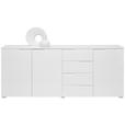 SIDEBOARD 195/80/38 cm  - Weiß Hochglanz/Silberfarben, Design, Holzwerkstoff/Kunststoff (195/80/38cm) - Carryhome