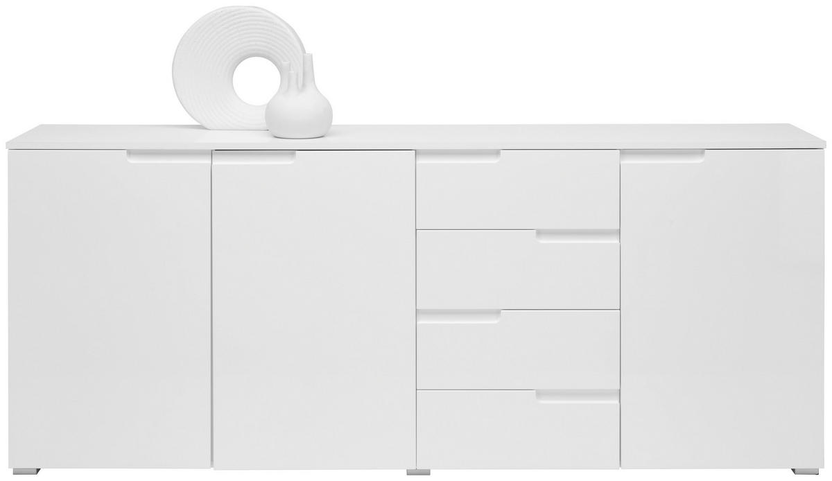 TÁLALÓSZEKRÉNY 195/80/38 cm  - ezüst/fehér, Design, műanyag/faalapú anyag (195/80/38cm) - Carryhome