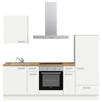 KÜCHENLEERBLOCK 240 cm   in Weiß, Eichefarben  - Edelstahlfarben/Eichefarben, MODERN, Holzwerkstoff/Metall (240cm) - Nobilia