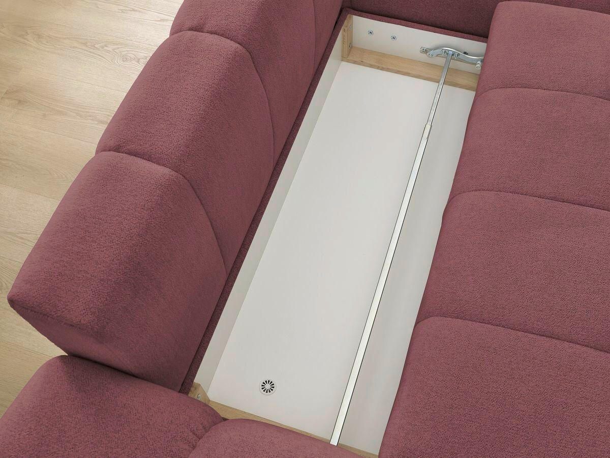 ECKSCHLAFSOFA EVEREST  mit Rücken echt, Armteil links, Armteil rechts Flachgewebe Rot  - Rot/Schwarz, MODERN, Kunststoff/Textil (318/180cm) - Livetastic