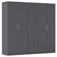 DREHTÜRENSCHRANK 226/210/54 cm,  in Grau, 5-türig  - Alufarben/Grau, KONVENTIONELL, Holzwerkstoff/Kunststoff (226/210/54cm) - home24