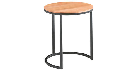 BEISTELLTISCH 39/39/51 cm Buche massiv Schwarz, Buchefarben rund  - Buchefarben/Schwarz, Design, Holz/Metall (39/39/51cm) - Johann Jakob