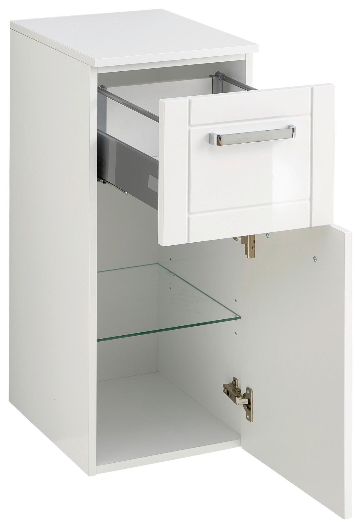 UNTERSCHRANK 35/78,6/42,4 cm   - Chromfarben/Weiß Hochglanz, MODERN, Glas/Holzwerkstoff (35/78,6/42,4cm) - Sadena