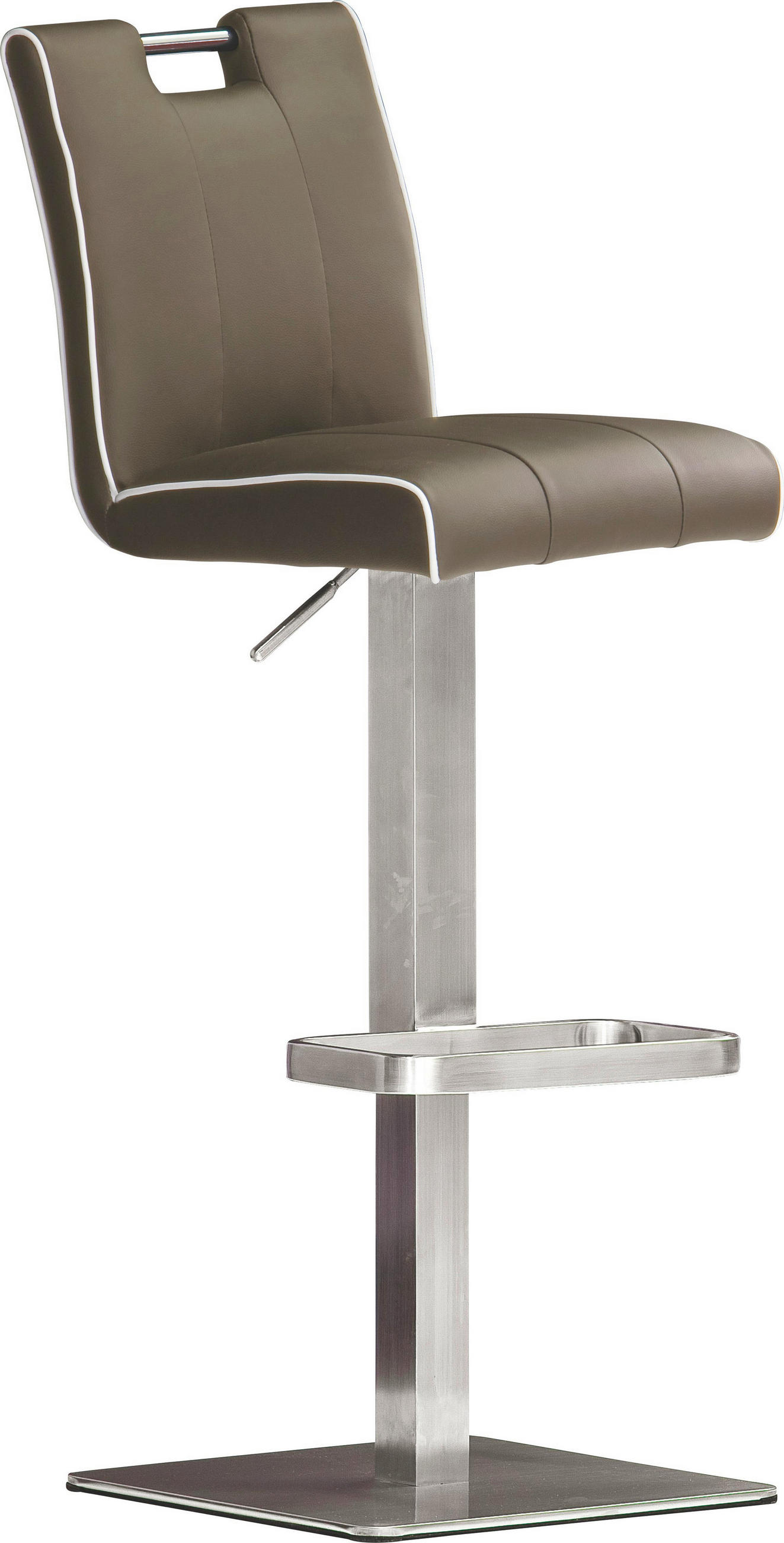 Barhocker in Metall, Textil Edelstahlfarben, Hellbraun