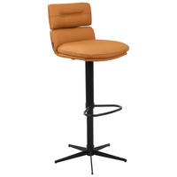 BARHOCKER Echtleder Schwarz, Cognac Eisen Lederauswahl, Stoffauswahl, Wippfunktion, Sitzfläche 360° drehbar  - Cognac/Schwarz, Design, Leder/Metall (42/99-117/50cm) - Dieter Knoll