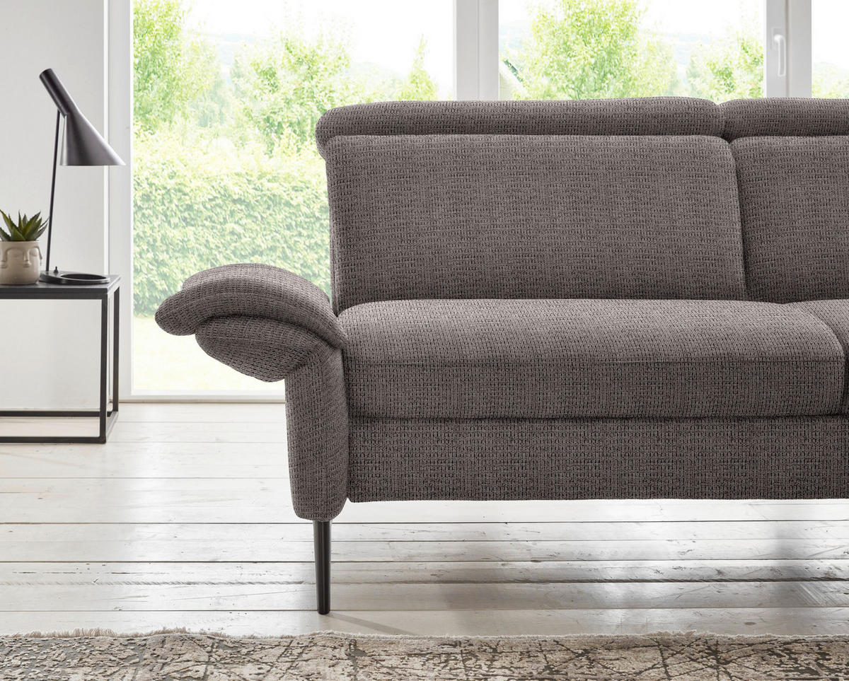 ECKSOFA in Struktur Dunkelgrau  - Dunkelgrau/Schwarz, Modern, Textil/Metall (275/235cm) - Cantus