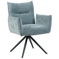 ARMLEHNSTUHL  Sitzfläche 360° drehbar, automatische Rückholfunktion Leinenoptik  - Blau/Schwarz, Design, Textil/Metall (67/86/62cm) - Stylife