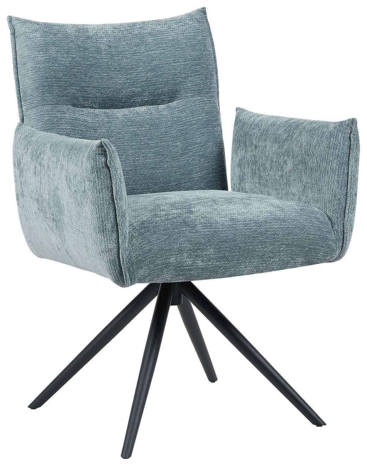 ARMLEHNSTUHL  Sitzfläche 360° drehbar, automatische Rückholfunktion Leinenoptik  - Blau/Schwarz, Design, Textil/Metall (67/86/62cm) - Stylife
