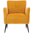 SESSEL in Chenille, Mikrofaser Senfgelb  - Senfgelb/Schwarz, Design, Textil/Metall (68/78/76cm) - Johann Jakob