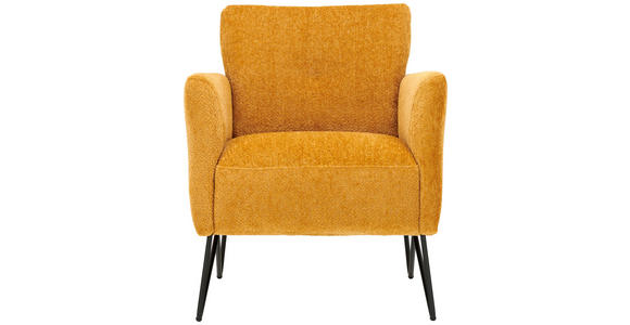 SESSEL in Chenille, Mikrofaser Senfgelb  - Senfgelb/Schwarz, Design, Textil/Metall (68/78/76cm) - Johann Jakob