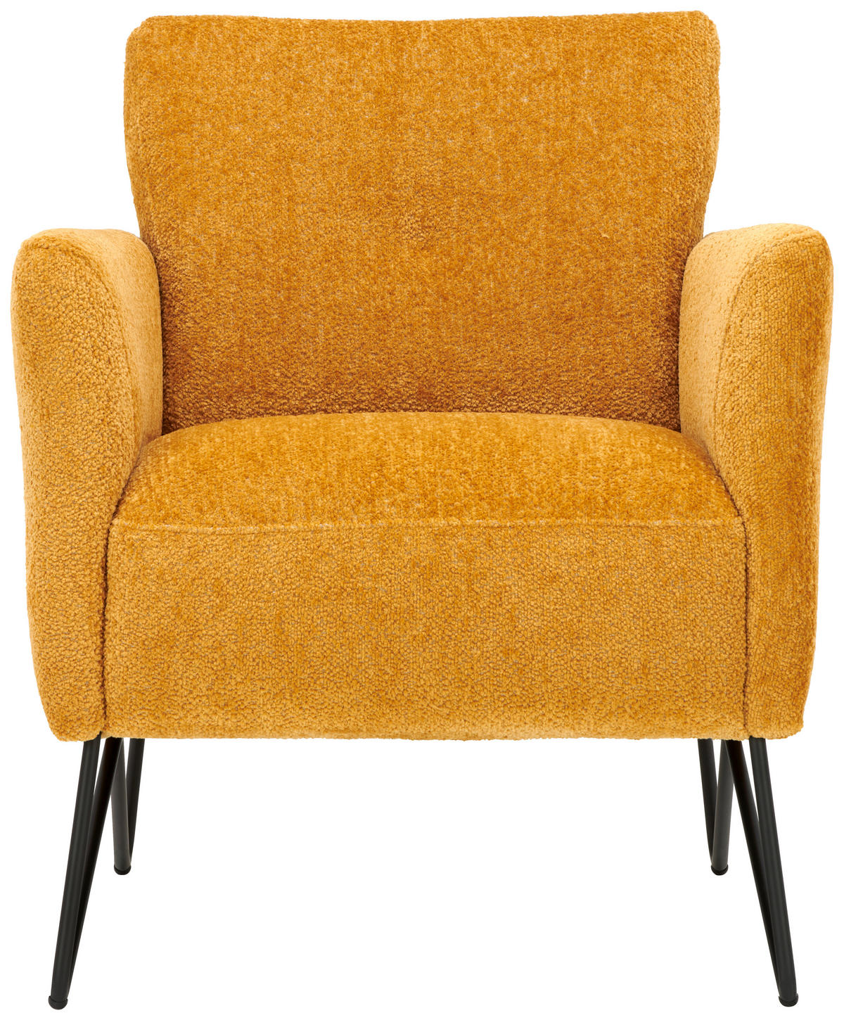 SESSEL in Chenille, Mikrofaser Senfgelb  - Senfgelb/Schwarz, Design, Textil/Metall (68/78/76cm) - Johann Jakob