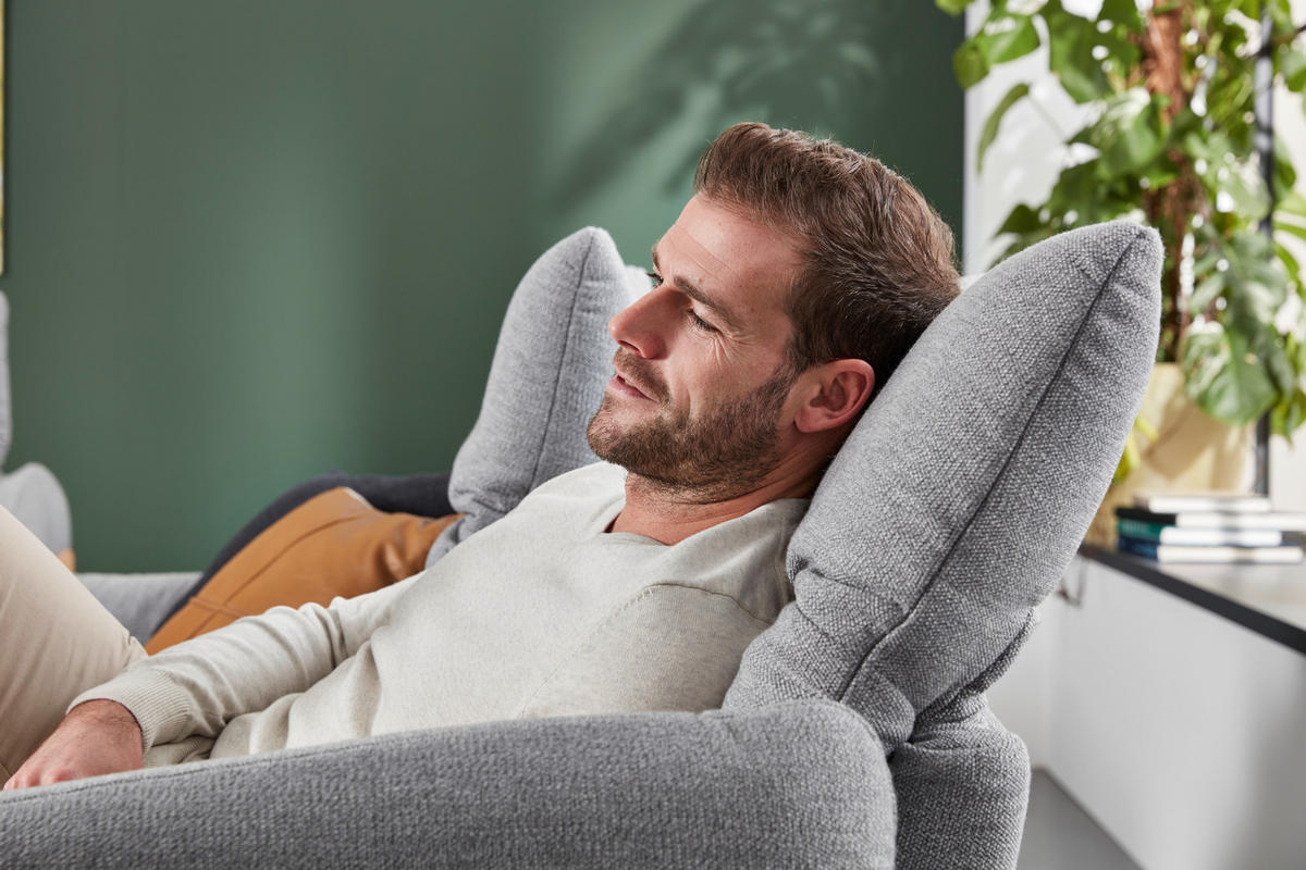2,5-SITZER in Webstoff Grau  - Anthrazit/Grau, Design, Holz/Textil (193/81/107cm) - Himolla