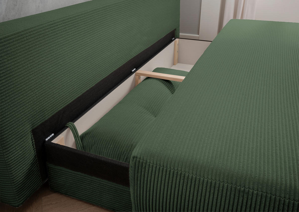 SCHLAFSOFA in Cord Grün  - Chromfarben/Grün, Modern, Textil/Metall (198/90/100cm) - Livetastic