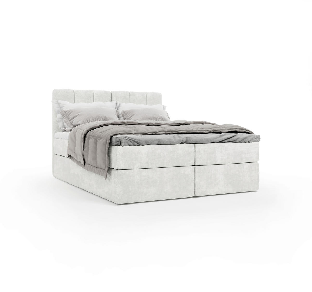 BOXBETT 160/200 cm,  in Creme, gepolstertes Kopfteil, Bettkasten, Topper, Matratze, H3 = fest  - Creme/Schwarz, Design, Holzwerkstoff/Kunststoff (160/200cm) - Esposa