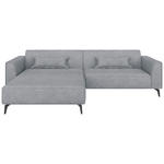 ECKSOFA  in Chenille Grau  190/295 cm  - Hellbraun/Schwarz, MODERN, Textil/Metall (190/295cm) - Carryhome