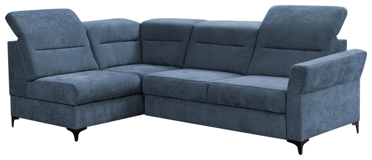 Ecksofa inkl. Funktionen Blau Webstoff  - Blau/Schwarz, KONVENTIONELL, Textil/Metall (177/272cm) - Stylife
