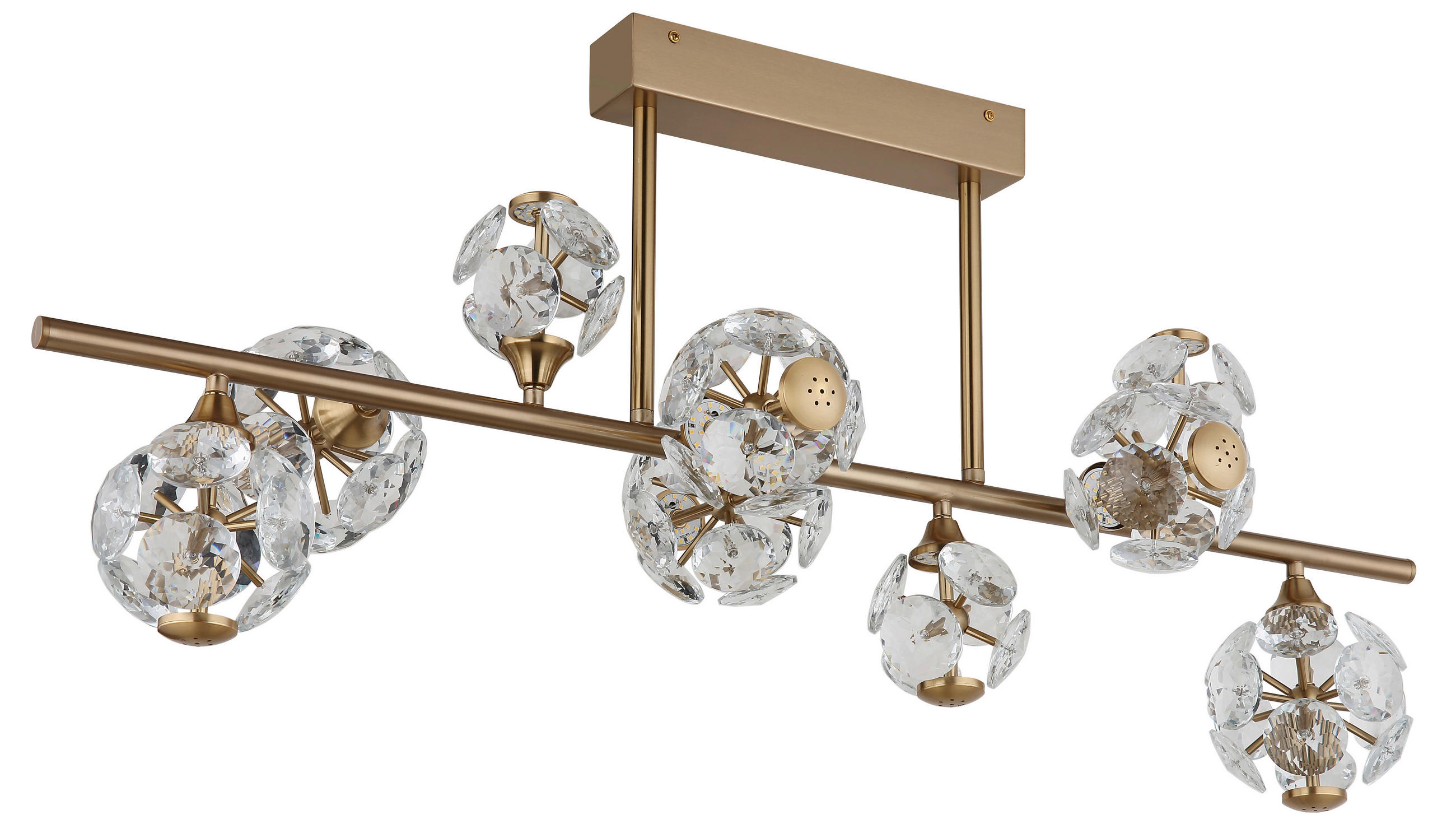 LED SVJETILJKA STROPNA VIRINA - prozirno/zlatne boje, Konvencionalno, staklo/metal (101/34,5/34,5cm) - Globo