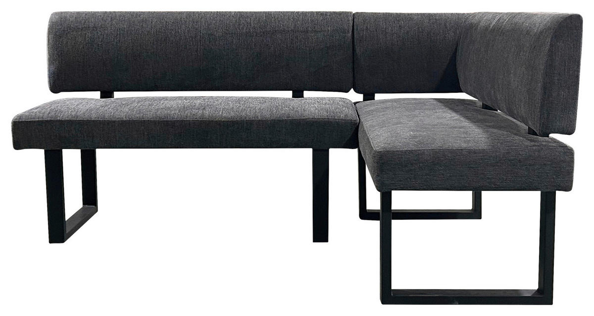 ECKBANK 181,5/125 cm Webstoff Grau, Schwarz   - Anthrazit/Schwarz, Design, Textil/Metall (181,5/125cm) - MID.YOU