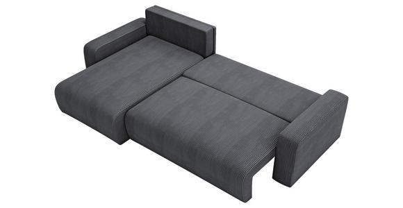 ECKSOFA in Cord Graphitfarben  - Schwarz/Graphitfarben, MODERN, Kunststoff/Textil (150/245cm) - Carryhome