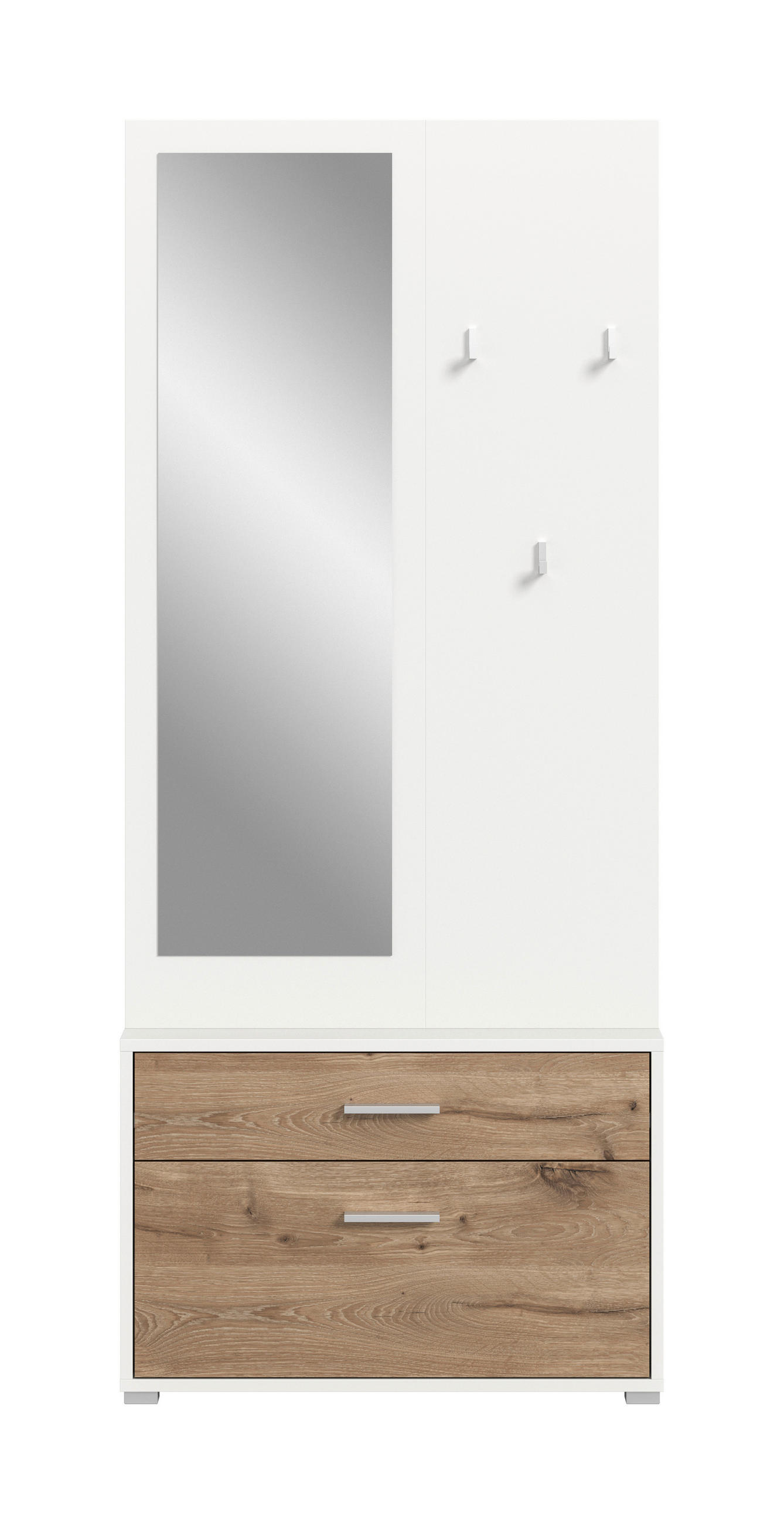 HALLM&Ouml;BEL 3 delar i vit, m&ouml;rk ek 190/80/38 cm