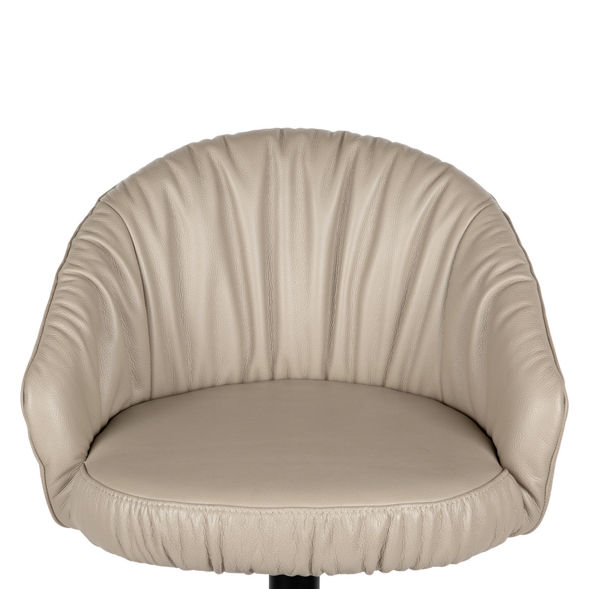 BARHOCKER Echtleder Schwarz, Taupe Eisen Sitzfläche 360° drehbar, inklusive Armlehnen, automatische Rückholfunktion  - Taupe/Schwarz, Design, Leder/Metall (57/96.5-114/58,5cm) - Dieter Knoll