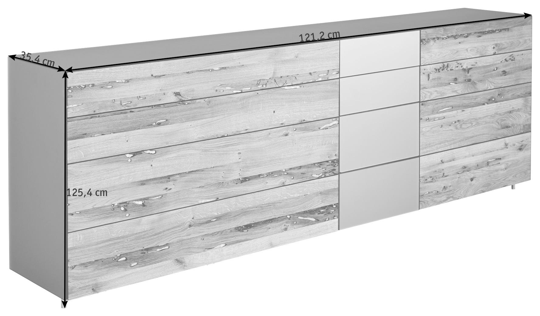 HIGHBOARD  in 121,2/125,4/35,4 cm  - Eichefarben/Bronzefarben, Natur, Glas/Holz (121,2/125,4/35,4cm) - Team 7