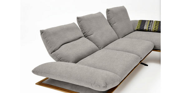 ECKSOFA in Flachgewebe Hellgrau 314/159 cm - Hellgrau/Schwarz, Design, Holz/Textil (314/159cm) - Dieter Knoll