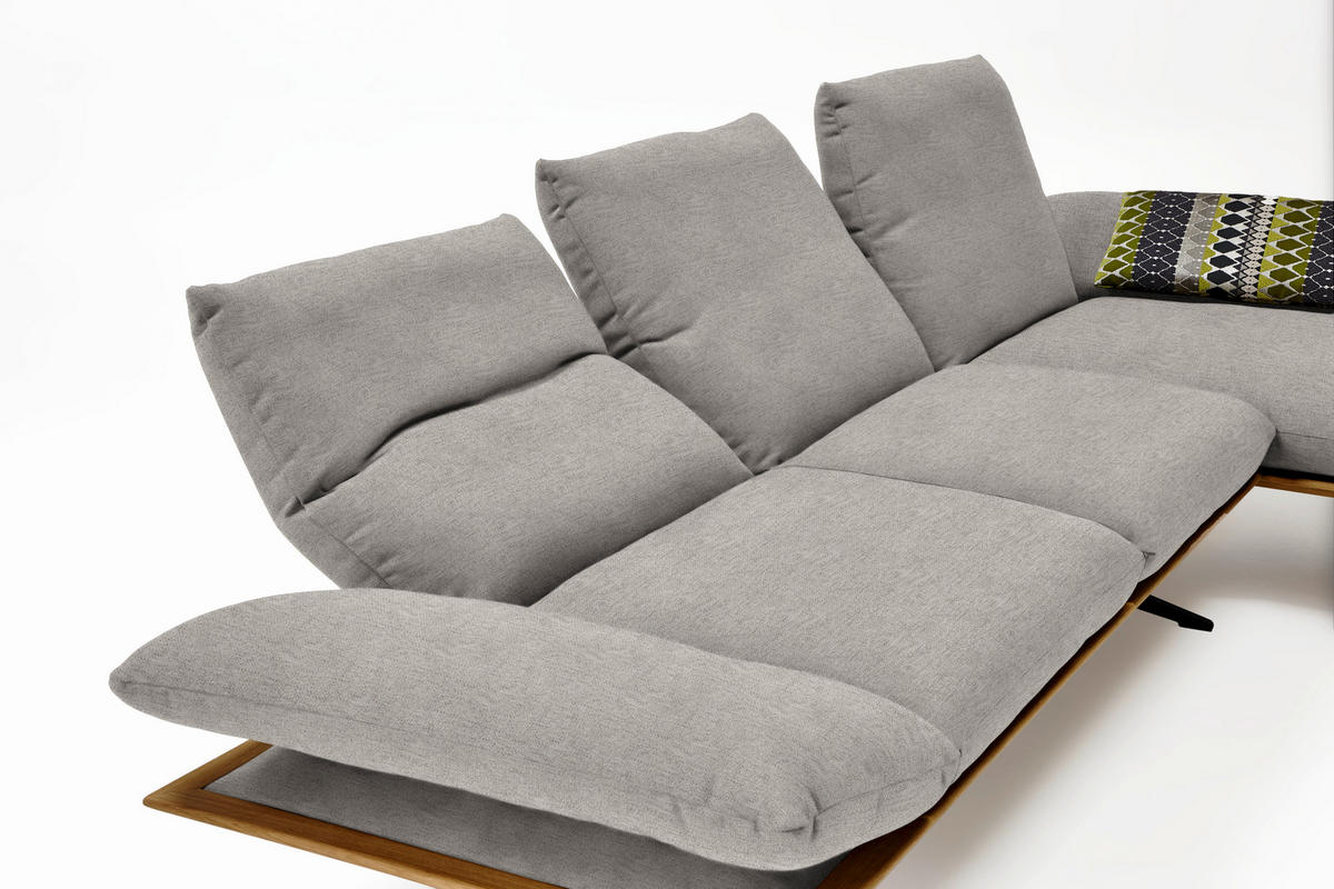 ECKSOFA in Flachgewebe Hellgrau  314/159 cm  - Hellgrau/Schwarz, Design, Holz/Textil (314/159cm) - Dieter Knoll