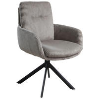 ARMLEHNSTUHL  Sitzfläche 360° drehbar, Stoffauswahl Cord  Taupe  - Taupe/Schwarz, Design, Textil/Metall (63,5/88,5/66,5cm) - Novel