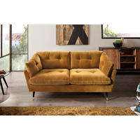 2-SITZER-SOFA JAPAN-2S SOFA Samt Senfgelb  - Senfgelb, MODERN, Textil (167/84/93cm) - MID.YOU